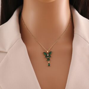 Emerald Elegance Stainless Steel Necklace