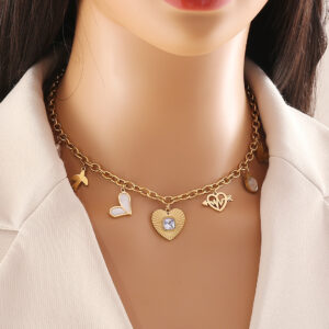 Many Pendant Stainless Steel Necklace