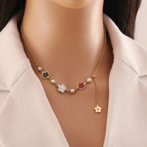 FloraLuxe Charm Stainless Steel Necklace