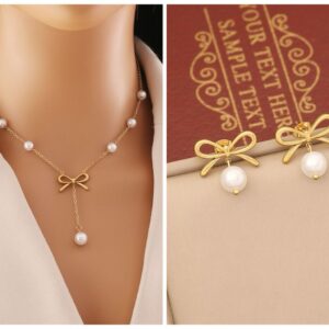 Pearl Bow Stainless Steel Jewelry Set