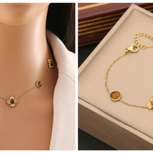Golden Sunflower Stainless Steel Jewelry Set