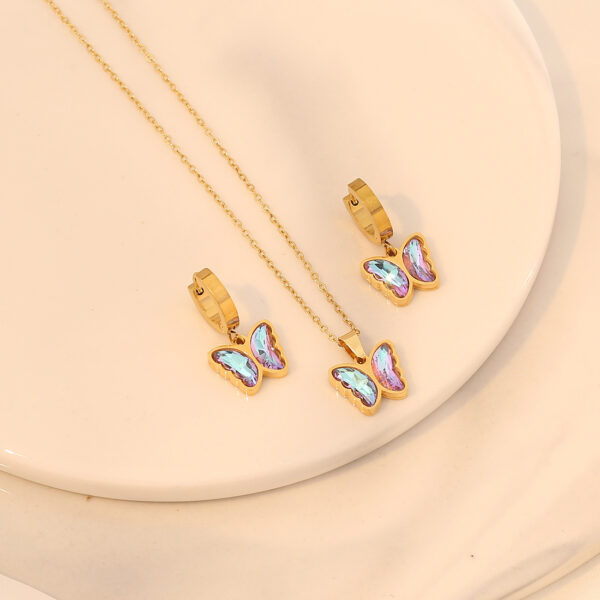 Iridescent Butterfly Stainless Stee Jewelry Set