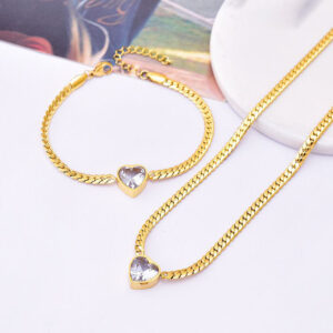 Crystal Heart Duo Stainless Steel Jewelry