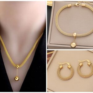 Golden Mesh Majesty Stainless Steel Jewelry Set