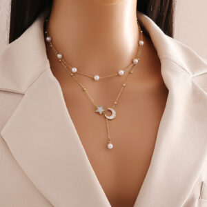 Celestial Pear Charm Stainless Steel Necklace